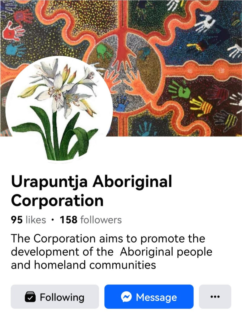 Facebook Page for Urapuntja Aboriginal Corporation